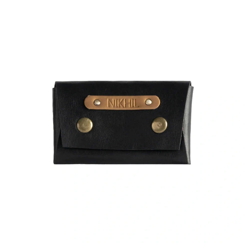 Black Vegan Leather Business Card Holder